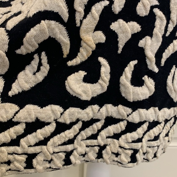 INC wool blend bodycon textured knit midi dress w/metallic thread black/cream L - Picture 8 of 9